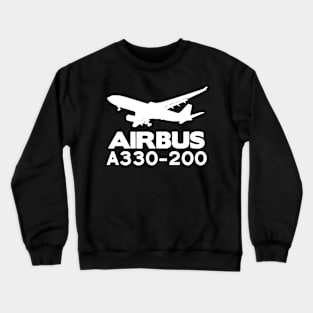 Airbus A330-200 Silhouette Print (White) Crewneck Sweatshirt